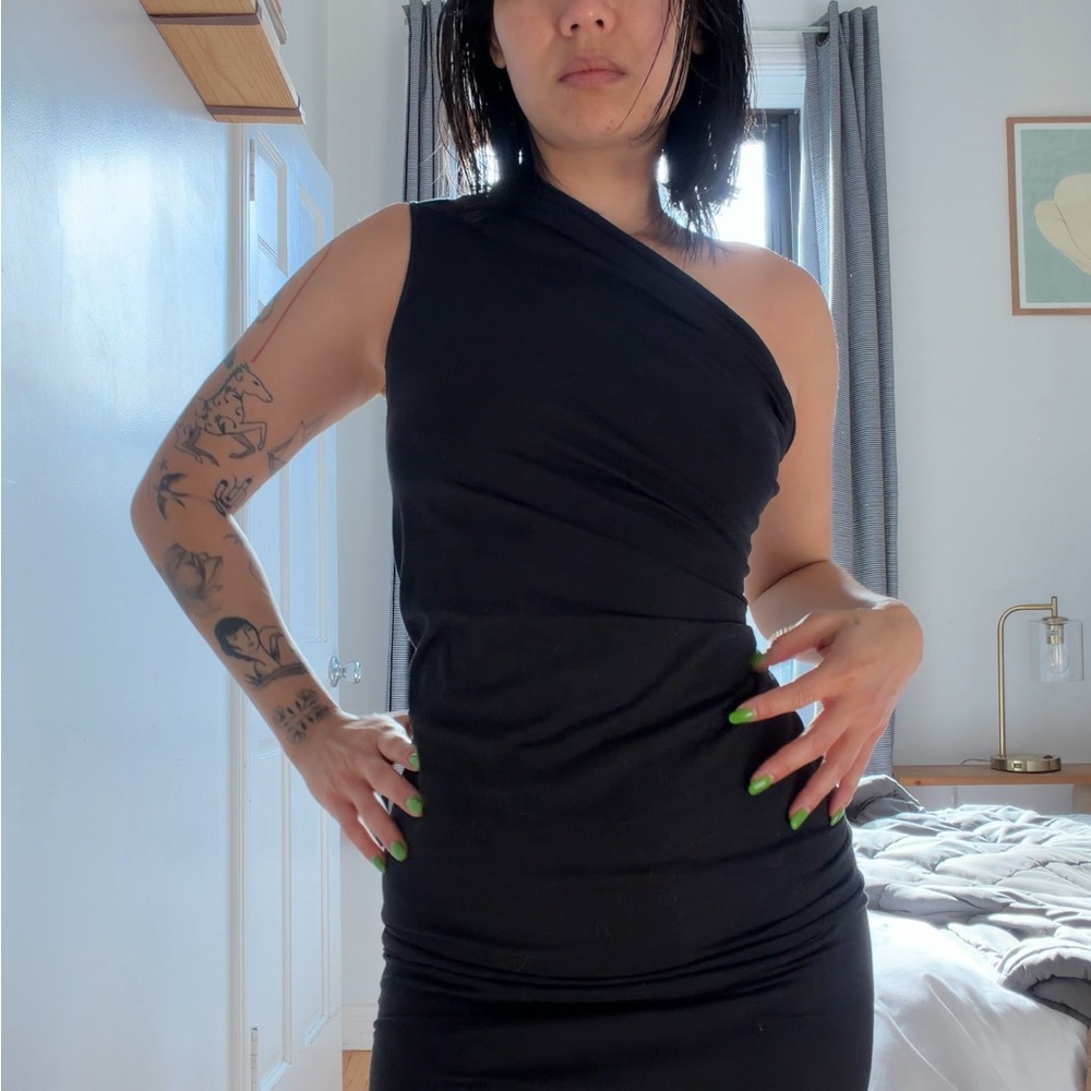 Rick Owens Black One-Shoulder Dress
